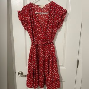 Red floral dress